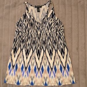 INC International Concepts Blue and White Patterned Top